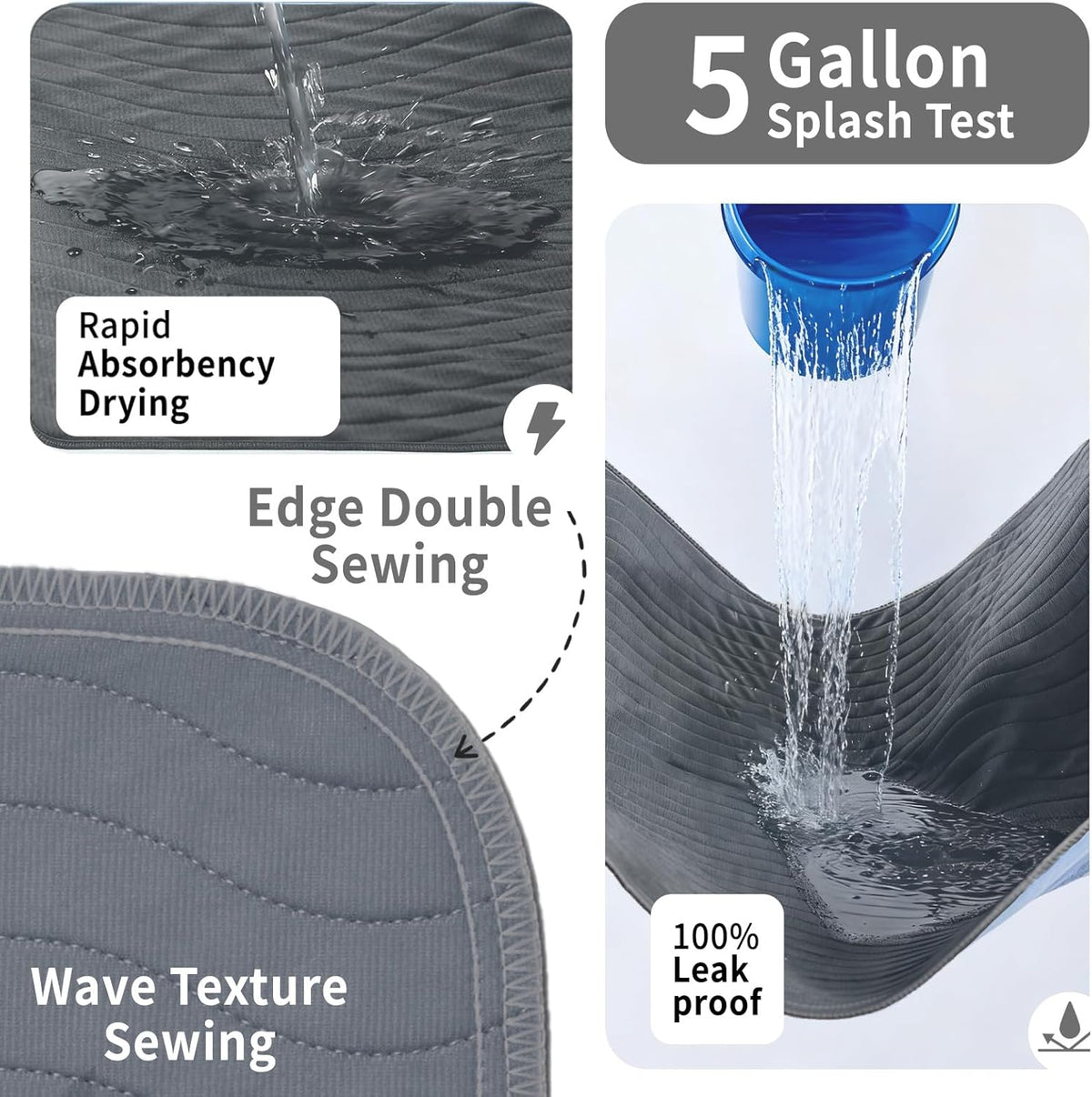Accompagner Incontinence Bed Pads Washable Waterproof, Ultra-Absorbent Reusable Underpads for Diaper Changing, Nursing, Bedridden, Adults, Seniors, Kids and Dogs (Dark Gray, 36"x54"(Pack of 2))