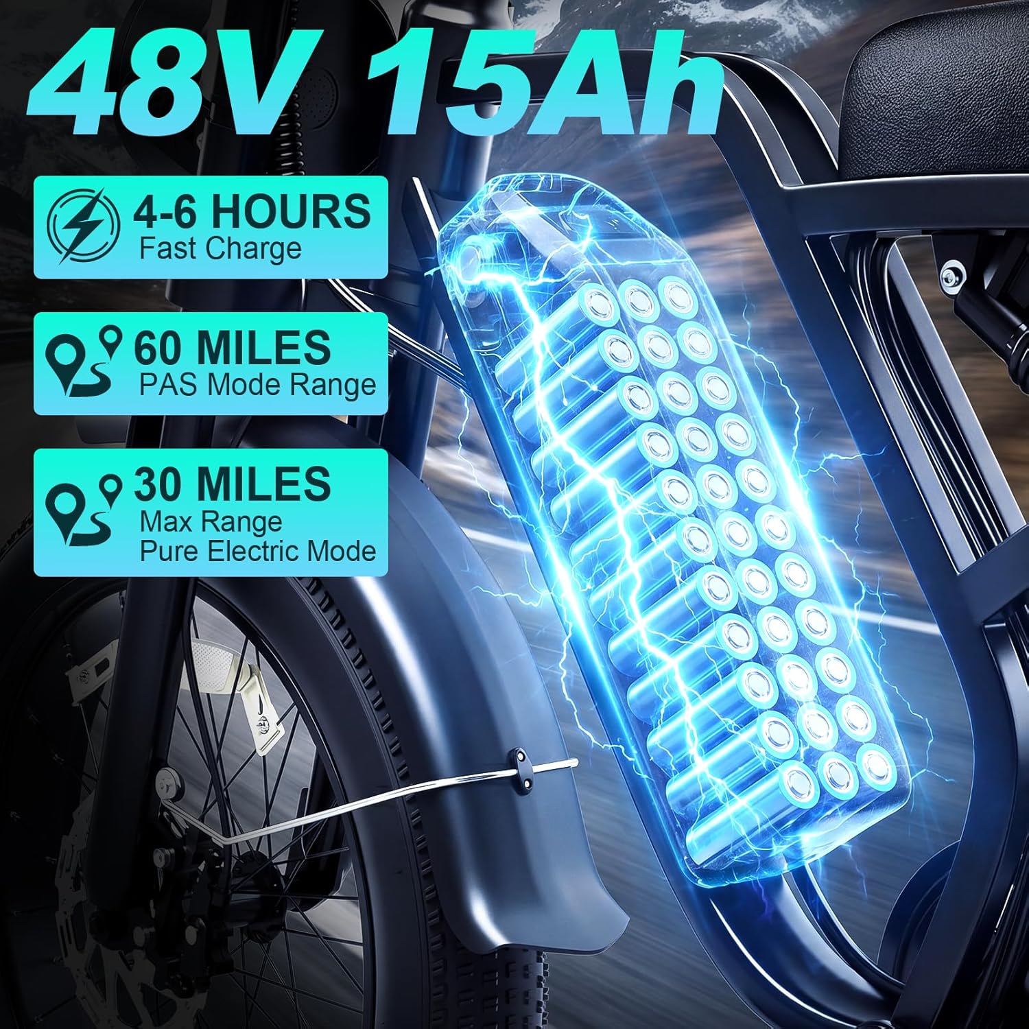 Electric Bike for Adults, 1500W Peak Motor Fat Tire Ebike 34 MPH 60 Miles Range with Apple CarPlay & Android Auto, 20" x 4.0" Full Suspension 7-Speed Electric Dirt Bike