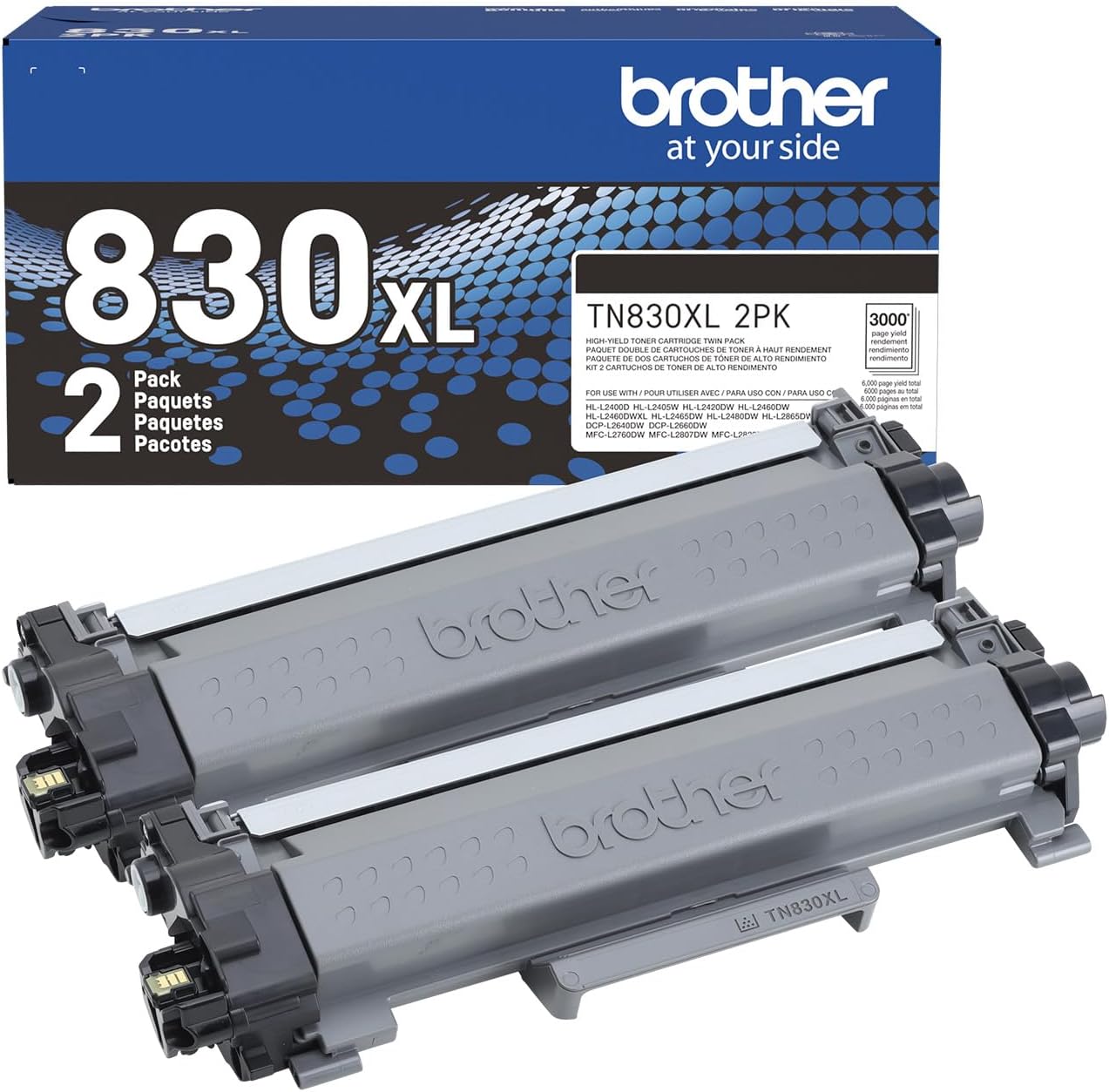 Brother Genuine TN830XL 2PK Black High Yield Printer Toner Cartridge 2-Pack – Print up to 3,000 Pages Each(1)