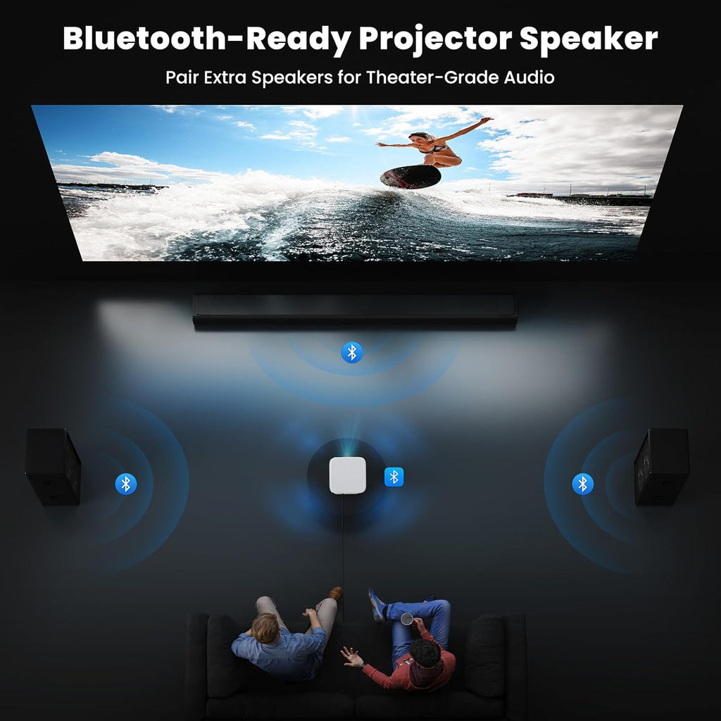 1500 ANSI/Built-in APPs Smart Projector with Wifi and Bluetooth: NICPOW Native 1080P Outdoor Projector, Compatible with Netflix, Auto Focus & Keystone, Portable Proyector for Home & Outdoor Use