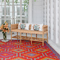 Fab Habitat Outdoor Rug - Waterproof, Fade Resistant, Crease-Free - Premium Recycled Plastic - Vintage Boho Kilim - Large Patio, Deck, Sunroom, Camping, RV - Lhasa - Orange & Violet - 6 x 9 ft