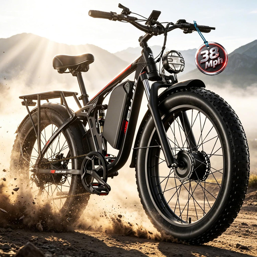 4000W Dual Motor Ebike with 52V 25Ah Removable Battery for Adults,Max Speed 38MPH Up to 100 Miles,24" Fat Tire Electric Bike for Snow Off-Road Commuter E-Bike for Men