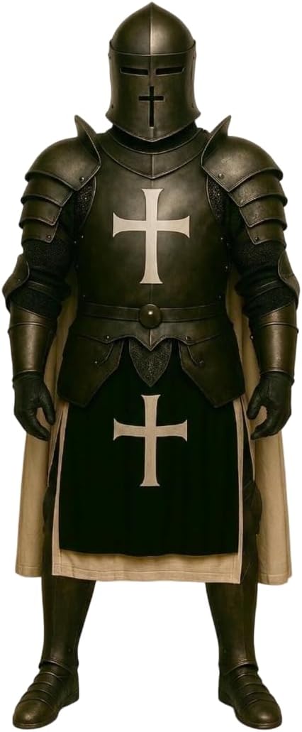 Barbuta Knight Full Suit of Armor Wearable Medieval Steel Halloween Costume Set with Helmet for Men's Fantasy LARP, Cosplay & Combat