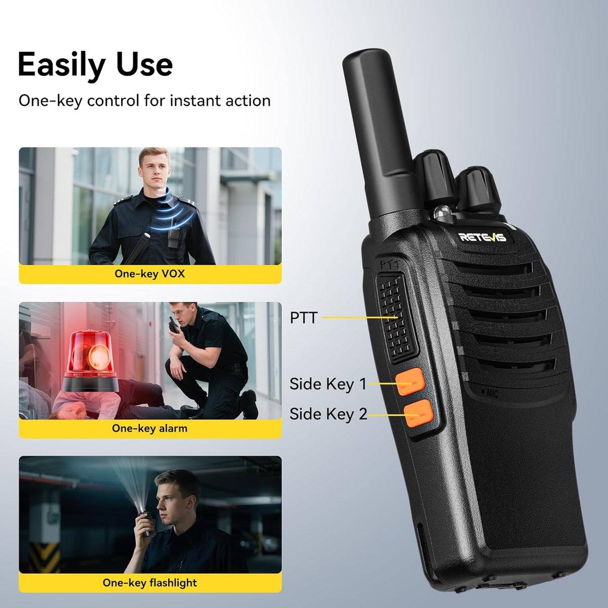Retevis H-777 Walkie Talkies for Adults, Long Range 2 Way Radio with Earpieces, 10 Way Multi Gang Charger, Type C Rechargeable Handheld Two-Way Radios for Security School, Church(10 Pack, Black)