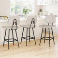 Raynesys 24-Inch Leather Bar Stools Set of 3, Counter Height Barstools with High Backrest .Bar Chairs for Kitchen Island with Heavy Duty Metal Base, Beige