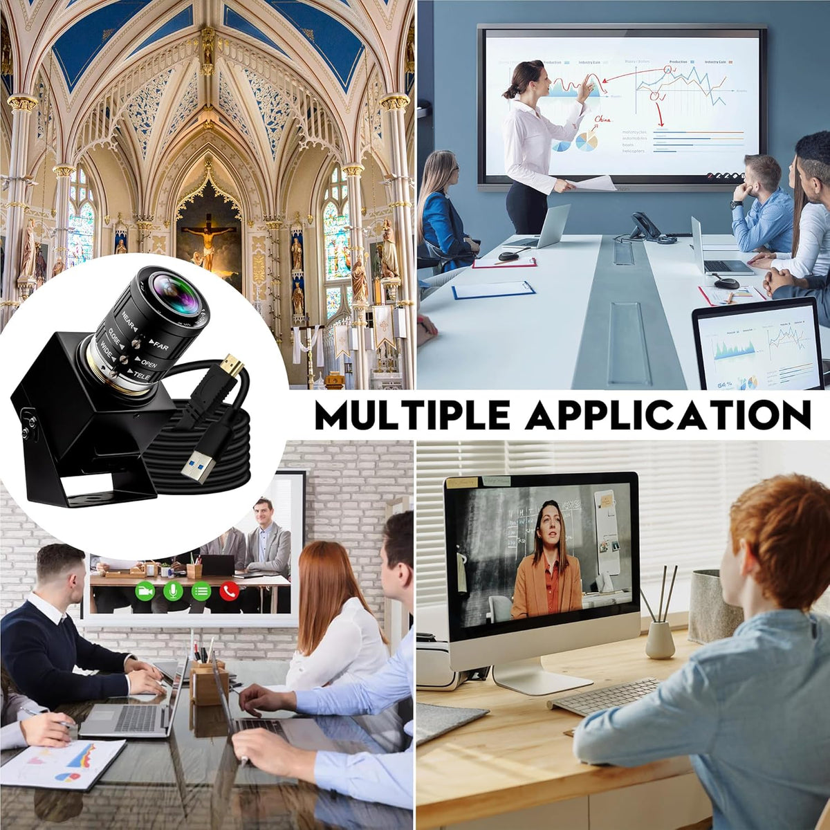 4K 60fps High Speed Camera USB3.0 & HDMI Dual Simultaneous Output 3X Manual CS-Mount Varifocal Lens with 2X Digital Zoom H.264 Security Camera for Computers TVs Projectors Video Conferences