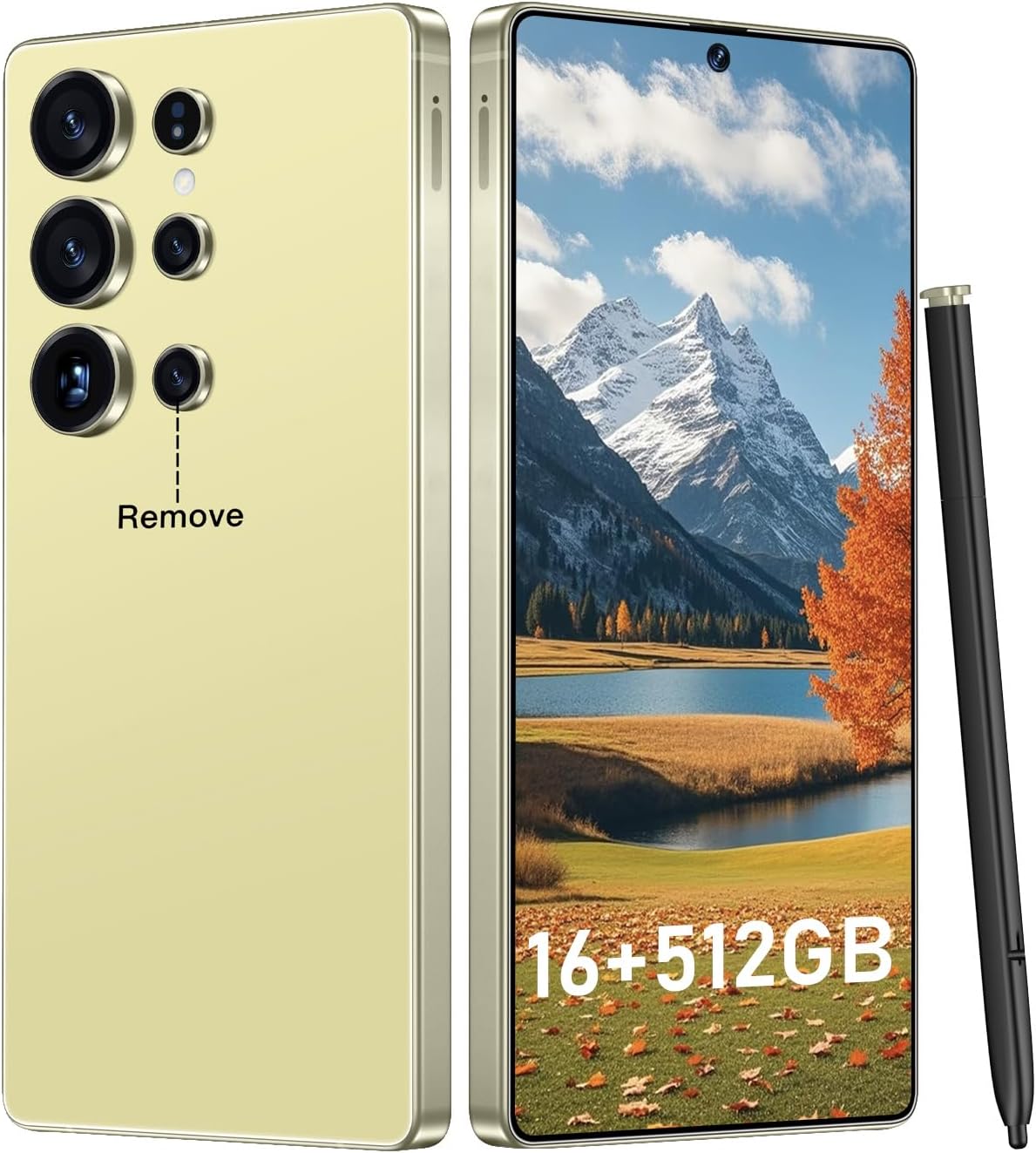 OEJBK I25 Ultra: Powerhouse 16GB/512GB, 2-Day 7000mAh Battery, Huge 6.99" Android 14 Phone w/Built-in Stylus - Your All-in-One Device The Superior Choice (Yellow)