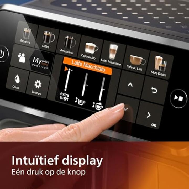 Philips Kaffeevollautomat Series 5400 EP5441/50, 12 Kaffeespezialitäten, LatteGo Milchsystem, Touchdisplay, anpassbare Kaffeeeinstellungen, erstklassiges Küchendesign, schwarz