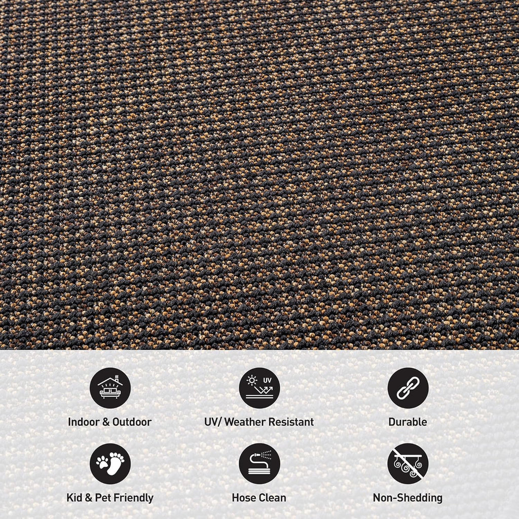 Rugshop Diamond Grid Indoor Outdoor Flat Woven Area Rug,Natural Jute-Style, Easy-Care Patio Rug for Backyard Porch Deck Balcony, 9' x 12' Dark Gray/Natural