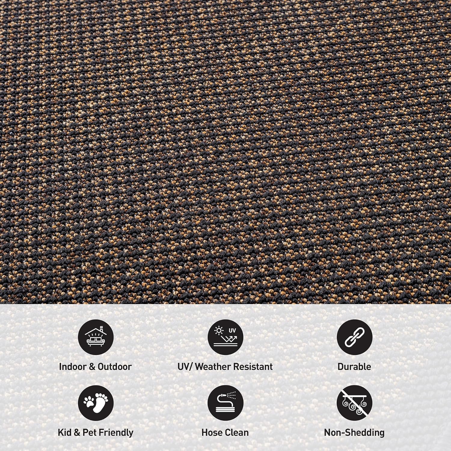 Rugshop Diamond Grid Indoor Outdoor Flat Woven Area Rug,Natural Jute-Style, Easy-Care Patio Rug for Backyard Porch Deck Balcony, 9' x 12' Dark Gray/Natural