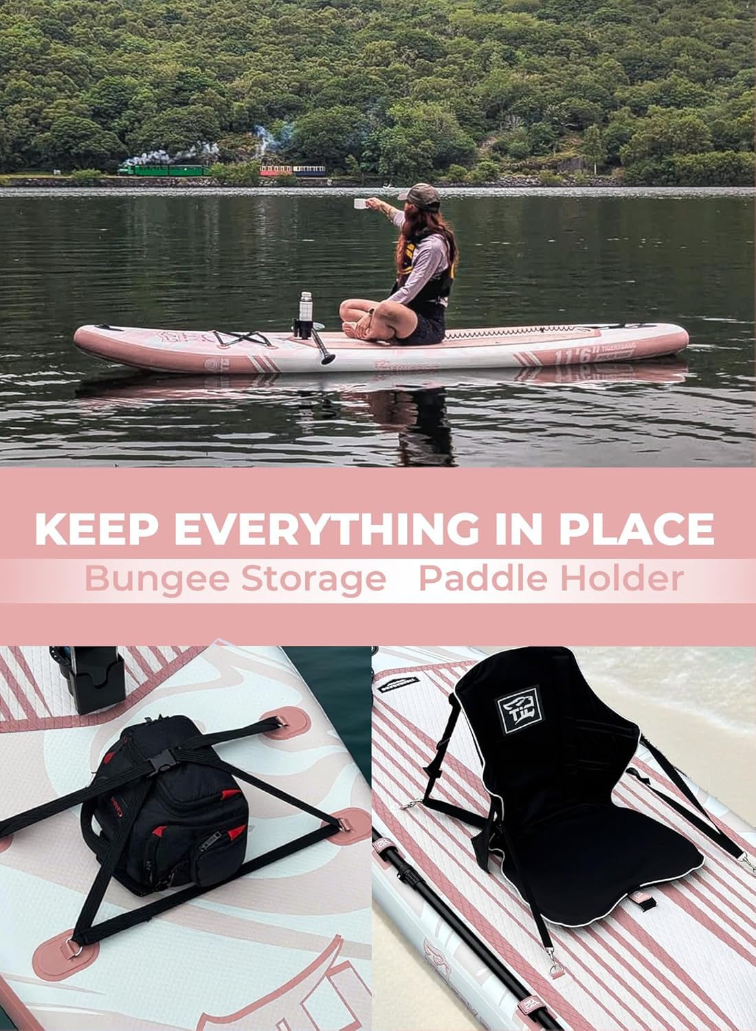 TIGERXBANG 11'6"/11'/10' Inflatable Paddle Board with Complete Accessories, Versatile Premium Paddle Boards for Adults/Youth, Stand Up Paddle Board Polar/Wave/Sunny Wave Collection