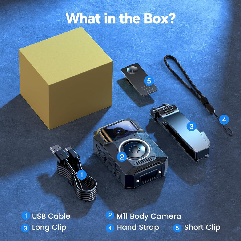 BOBLOV M11 Police Body Camera: 3.2K Body Camera with Big Button, 10Hrs HD Video Record, 8 IR Night Vision, Compatible with Windows & Mac, Wearable Body Cam for Law Enforcement & Personal Use