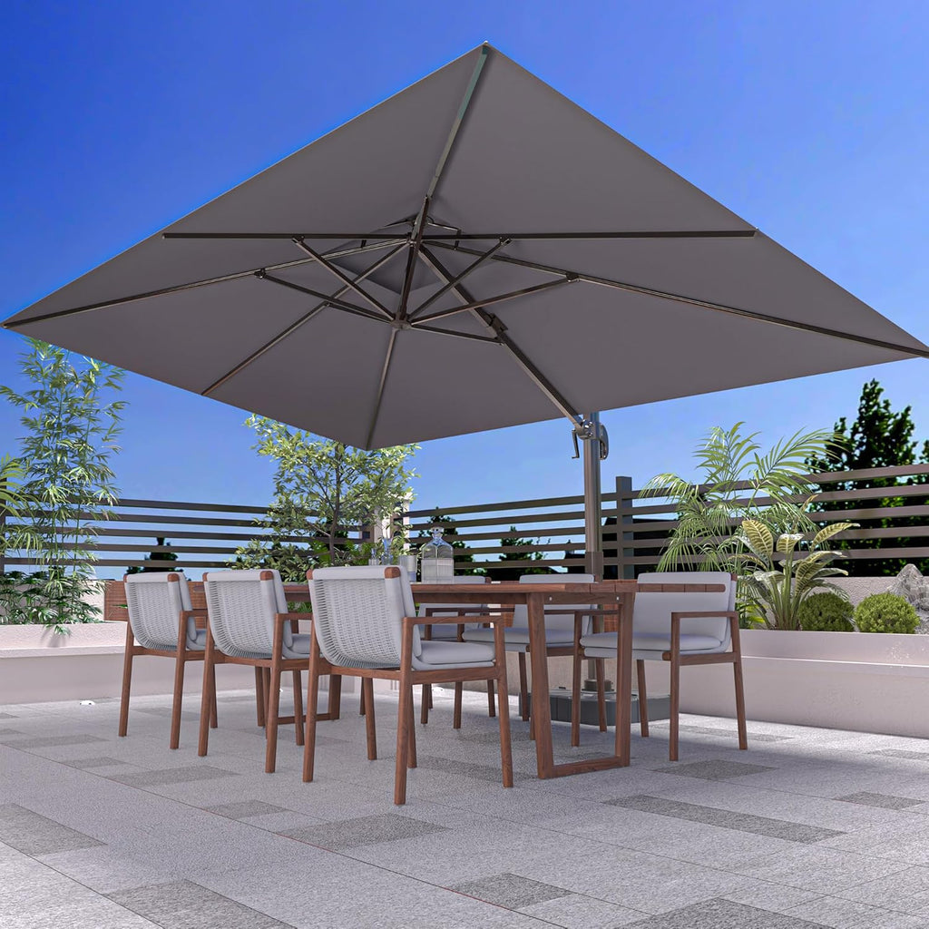 10' X 13' Outdoor Patio Umbrella Large Rectangle Cantilever Umbrella Heavy Duty 360°Rotation Offset Umbrella for Garden Deck Pool Patio,Grey