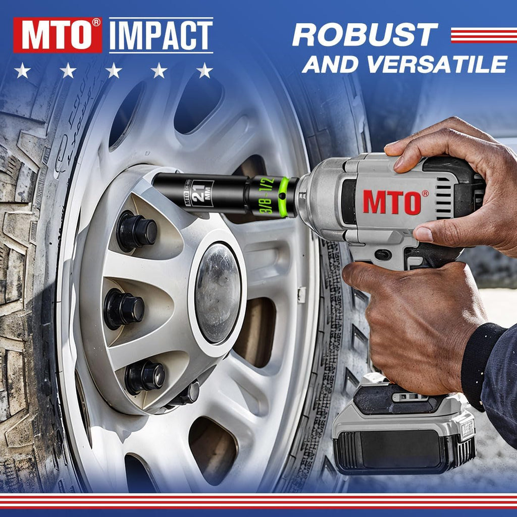 2-Piece Impact Socket Adapter & Reducer Set, 1/2"F to 3/8"M & 3/8"F to 1/2"M, with Paint-Filled Markings, CR-MO Steel for Impact Wrenches