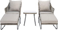 SAFAVIEH Outdoor Collection Narda Natural Grey/Grey Cushion 5-Piece Patio Chaise Lounge Set (PAT9018B-2BX)