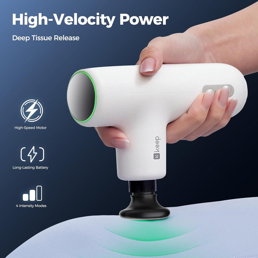 KEEP Massage Gun Deep Tissue with Heat, Portable Percussion Muscle Massager Gun for Athletes & Pain Relief, Ultra-Quiet Brushless Motor, Lightweight Electric Massager for Neck Back Shoulder (G2 Air)