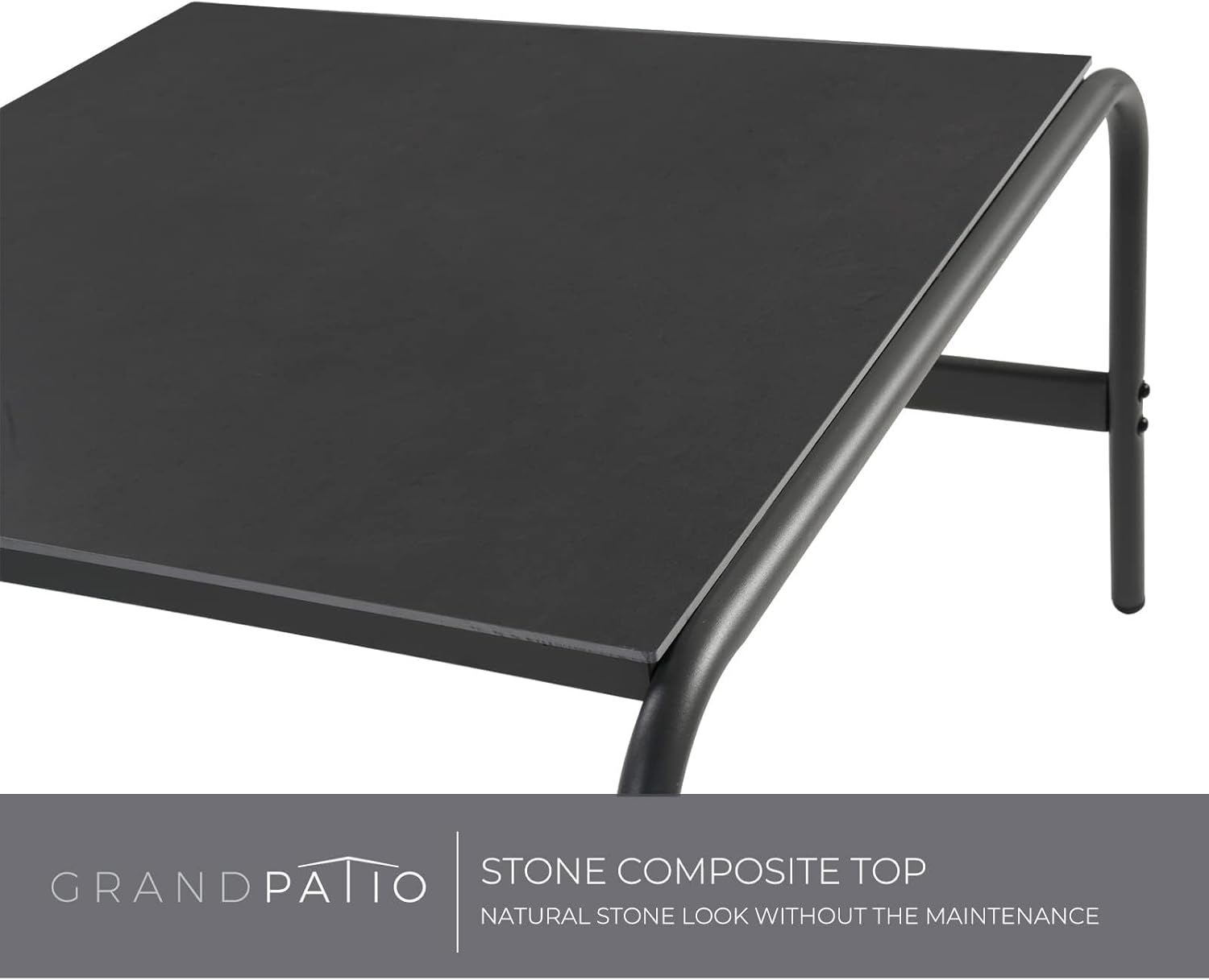 Grand patio 3-Piece Oversized Outdoor Furniture Set,Wide and Deep Lounge Chairs with Olefin Cushions and Stone-Top Side Table,Perfect for Balcony, Backyard,Porch,Garden,Poolside-(Black&Grey Cushion)