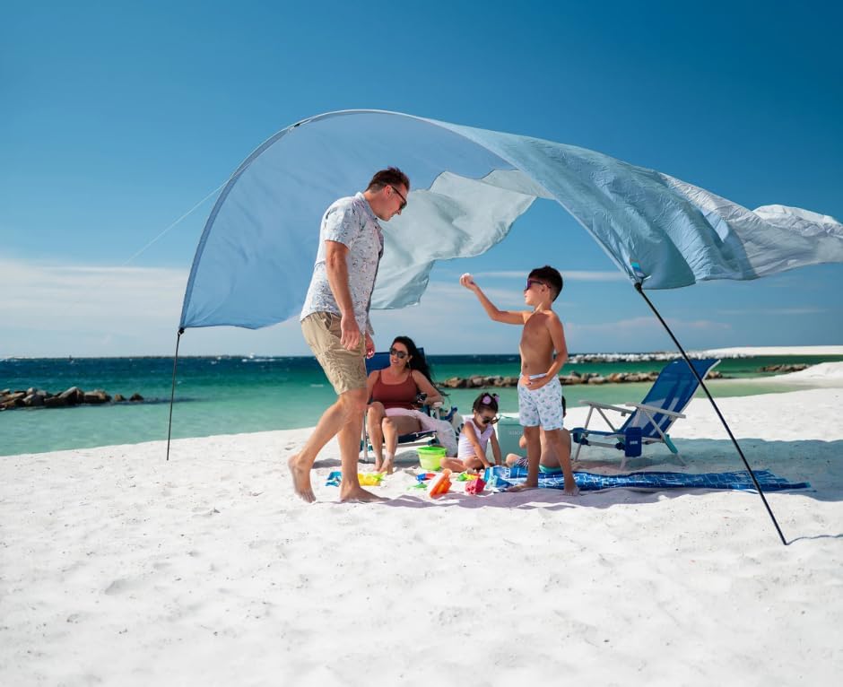 Shibumi Shade 3.0 Version | Summer Sky Edition | Sets Up in 3 Mins | 150 Sq. Ft. of Shade for up to 8 People | Includes Wind Assist | UPF 50+ Sun Protection