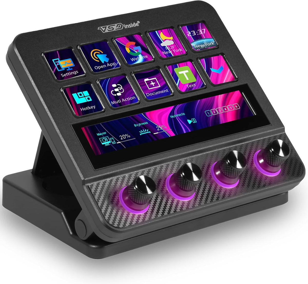 Macro Pad, Streaming Deck Stream Controller Soundboard Keypad, Programmable Keys USB Shortcut Keyboard for Gamer Streamer, Audio Mixer for OBS, YouTube, Office Desk Setup, PC, Mac
