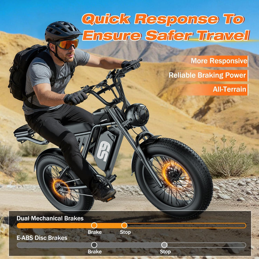Electric Bike for Adults, Electric Dirt Bike with 2500W Peak Motor, 36Mph & 100 Miles Range, Off-Road Ebike with NFC Unlock, 48V 20AH Removable Battery, 20" Fat Tire Commuter E Bike