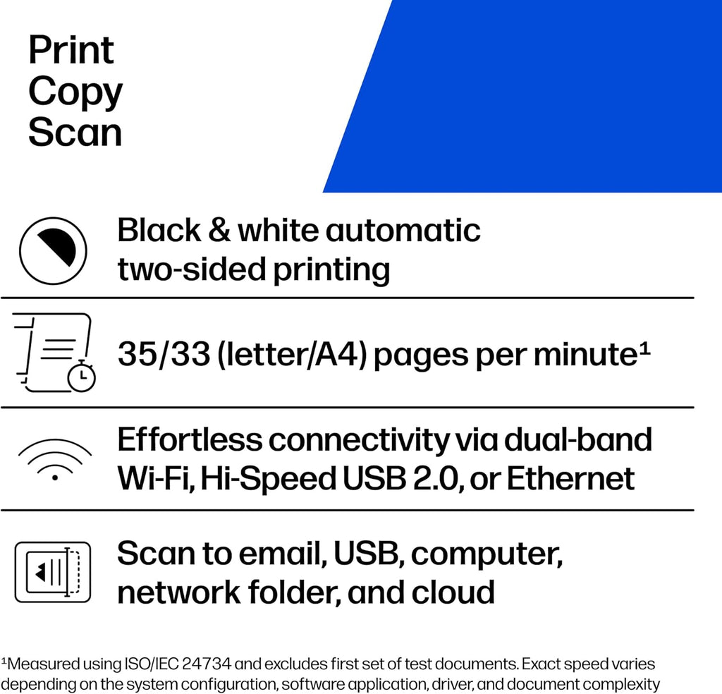 HP LaserJet Pro MFP 3101sdw Wireless Black and White All-in-One Laser Printer, Office Printer, Duplex, Best-for-Small Teams (9D2X4F)