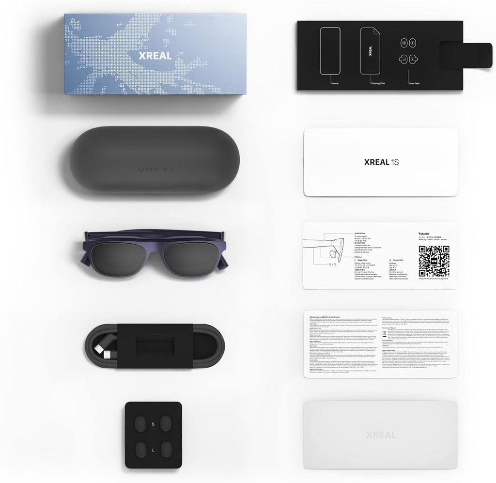 XREAL 1S AR/XR Glasses, 500" Virtual Screen Smart Glasses with 52° FOV, Native 3DoF, REAL 3D, Powered by X1 Chip, Supports All USB-C DP Devices Including iPhone 17/16 and Handhelds, like ROG/SteamDeck