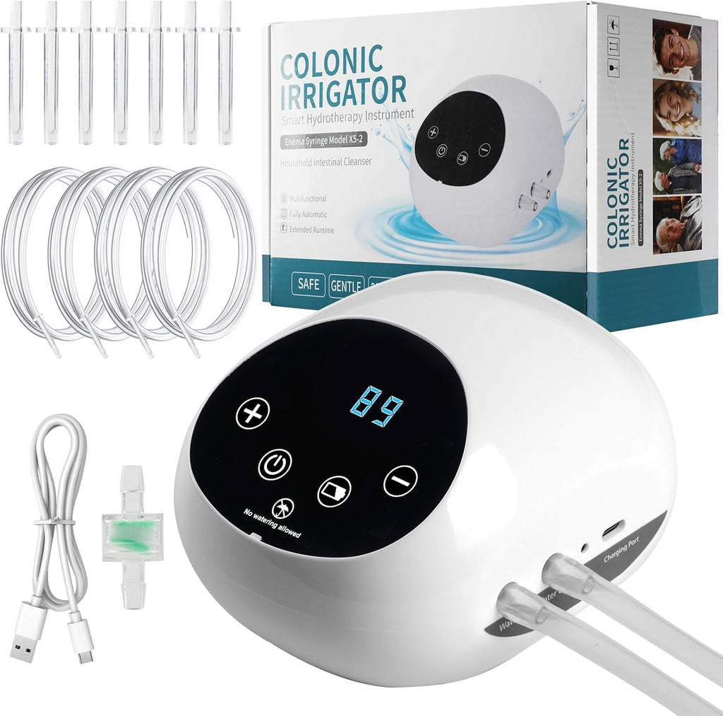 Electric Enema Kit for Colon Cleanse, Adjustable Water Flow with LCD Display, External Water Supply System, Multi-Nozzle Enema Cleanser for Women and Men