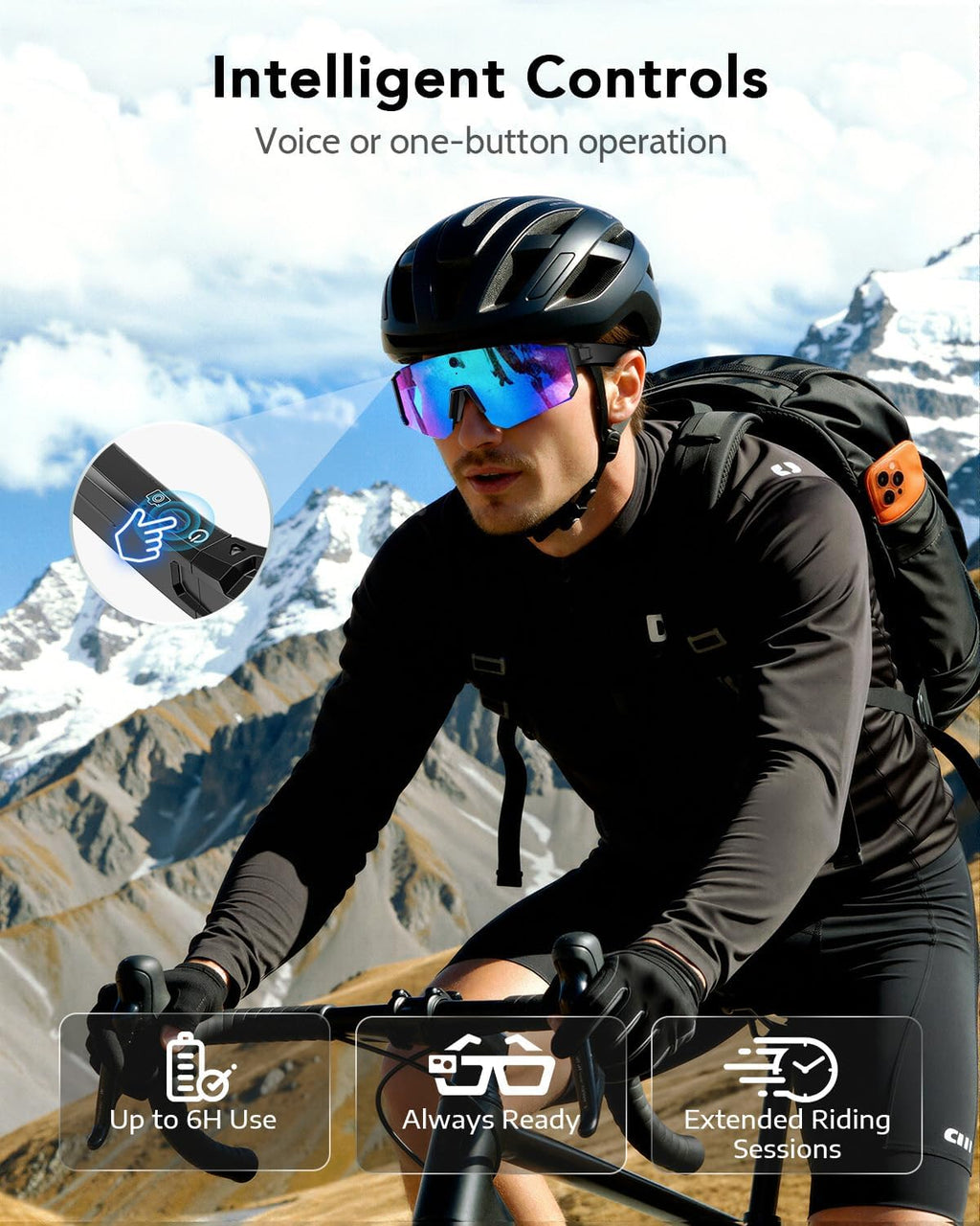 AI Smart Glasses with Camera, HD POV Video Recording, Voice Interaction, Bluetooth Audio for Sports & Outdoor