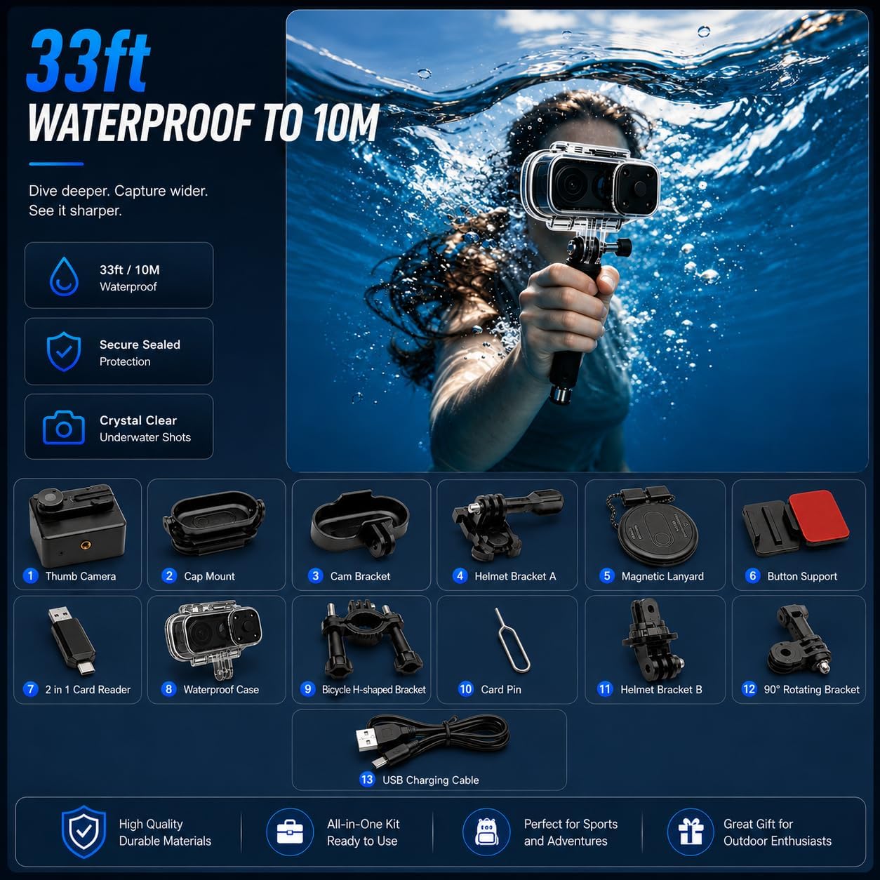 4K Mini Wearable Body Camera - 128GB Magnetic Thumb-Size Action Cam, 6-Axis Stabilization, Audio/Video Recording, Hands-Free POV for Vloggers, Hikers, Workers, Cycling, Travel & Daily Use