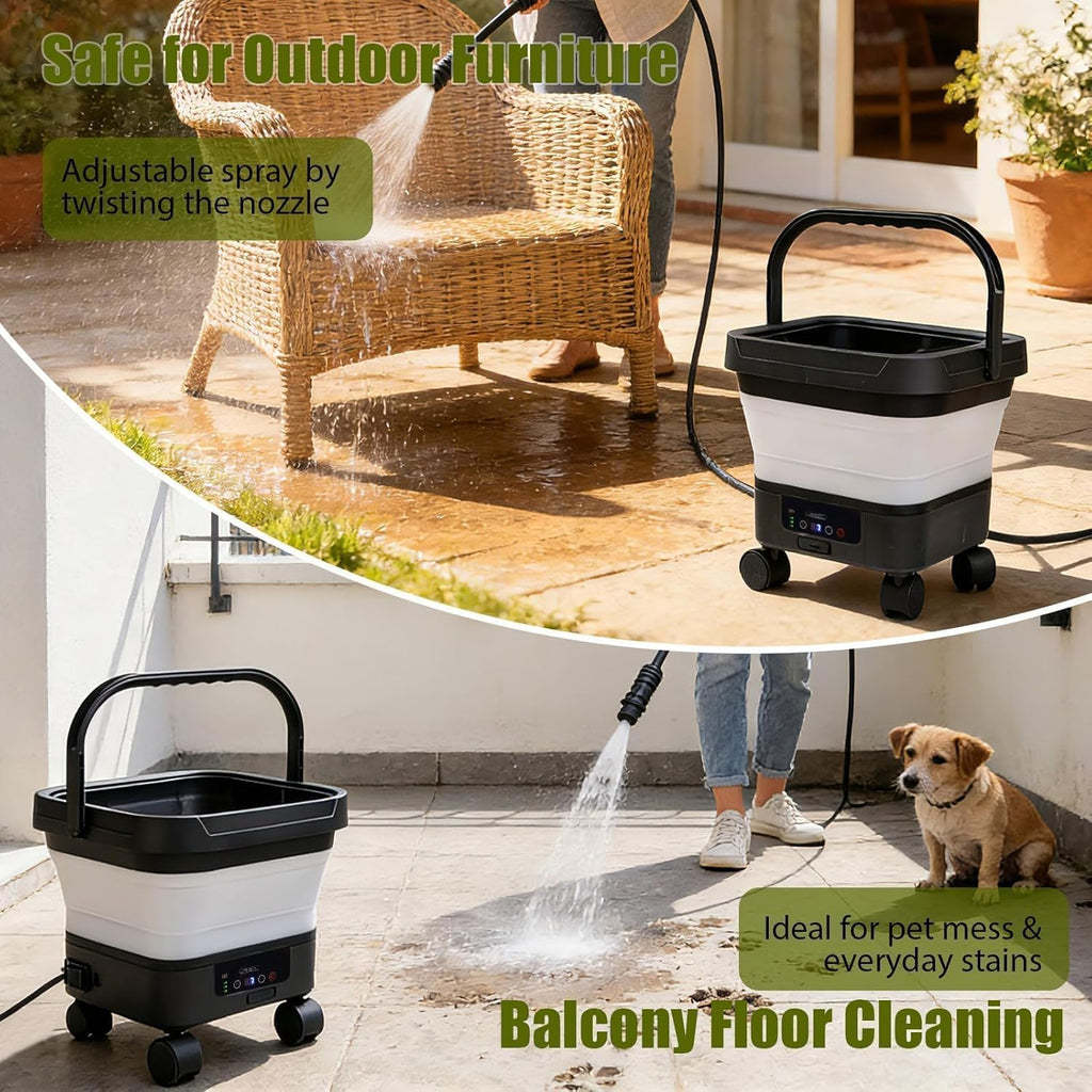 Portable Cordless Washer with 3.4Gal Tank, 580PSI, 7-Level Adjustable Sprayer, 360° Rotating Nozzle, 23FT Hose, 20000mAh Battery, Foldable Design with Wheels for Car, Camping, Garden