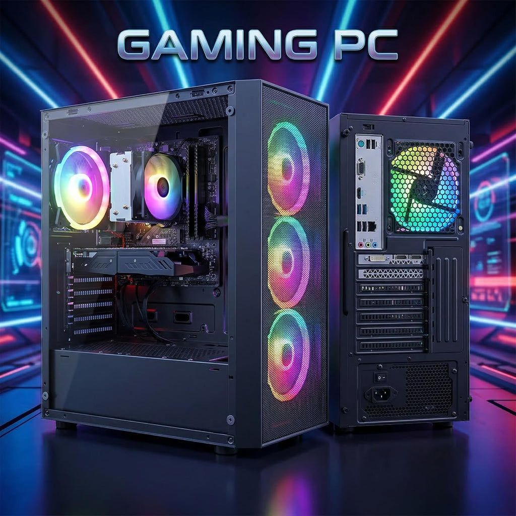 STGAubron Gaming PC Computer Desktop, AMD Ryzen 7 5700G up to 4.6G, GeForce RTX 2060 6G, 16G DDR4, 1T SSD, WiFi 6, BT 5.2, RGB Fan x4, Windows 11 Home