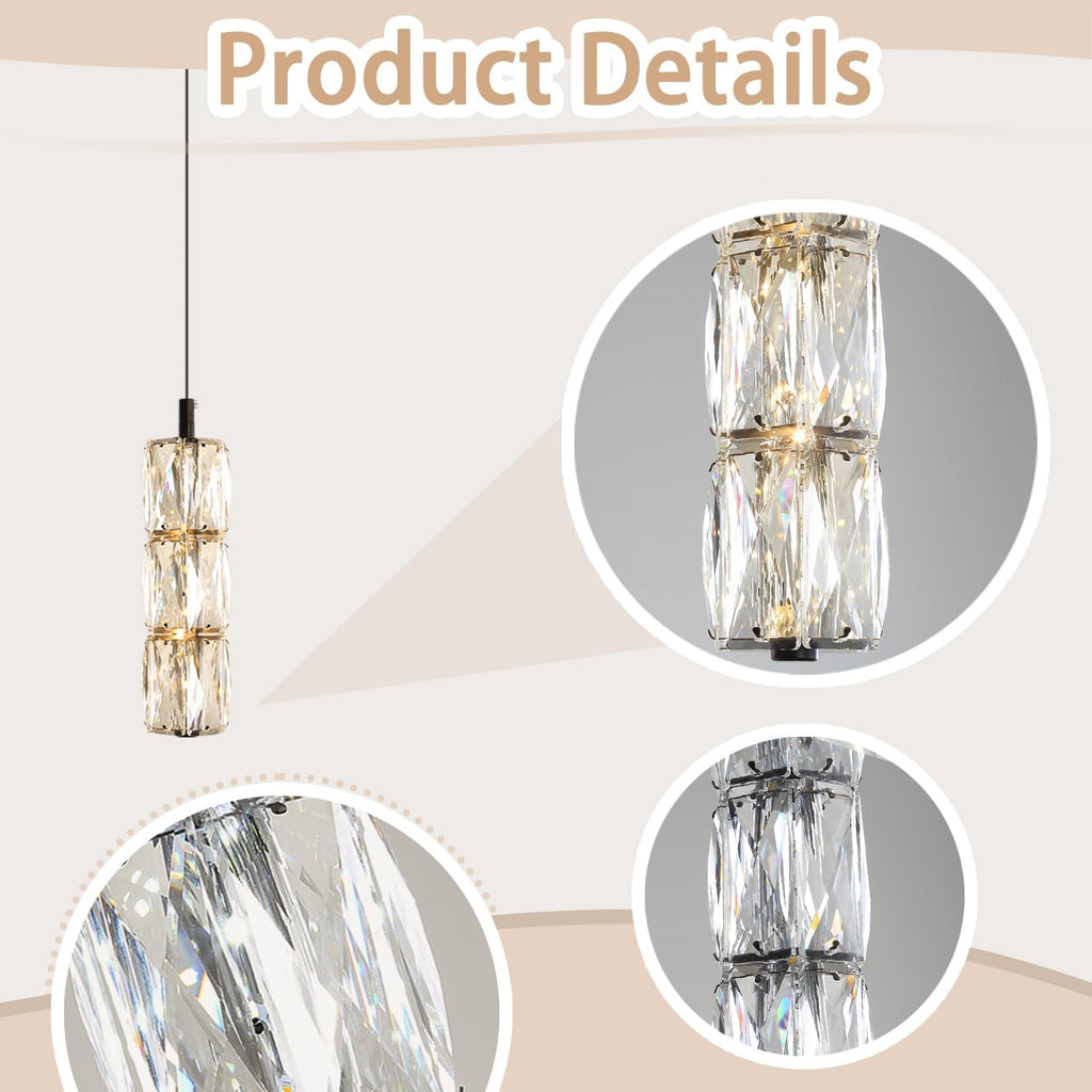 ykolupty Pendant Lights Kitchen Island 3-Lights Pendant Chandelier for Dining Room Hallway Stairwell,LED Dimmable 2700K-6000K