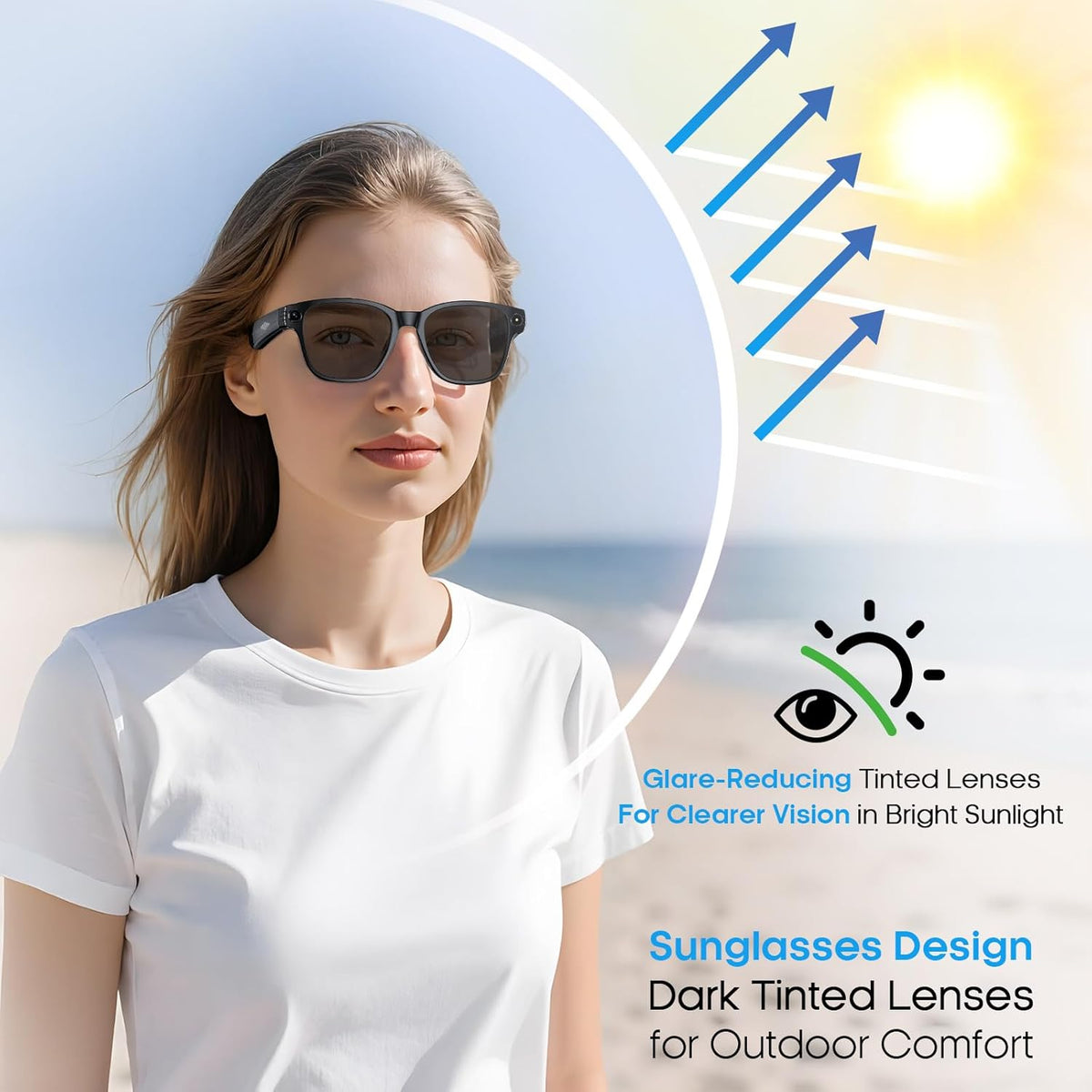 Nemheng AI Smart Glasses with 800mp Camera – Real-Time Translation in 139 Languages,1200p Video Recording,Open-Ear Audio,Object Recognition for iOS Android