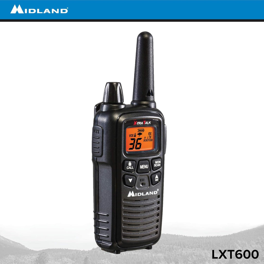 Midland LXT600VP3 36 Channel FRS Two-Way Radio - Up to 30 Mile Range Walkie Talkie - Black (Pack of 10)