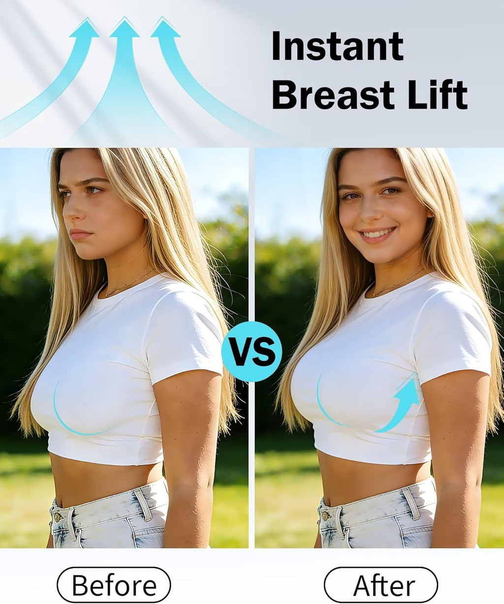 Sticky Bra for Women, Push Up Adhesive Bras, Invisible Backless Strapless Silicone, Spoon Shape Thin Edge (2 Pairs)