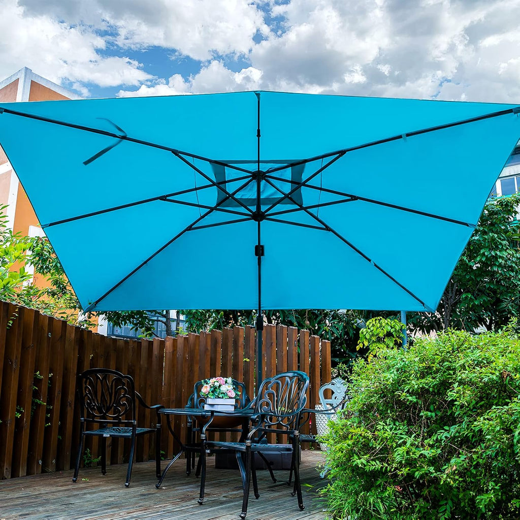Sunnyglade 10x13Ft Cantilever Patio Umbrella Rectangular Deluxe Offset Umbrella 360°Rotation & Integrated Tilting System Patio Hanging Umbrella for Market Garden Deck Pool Backyard Patio(Blue)