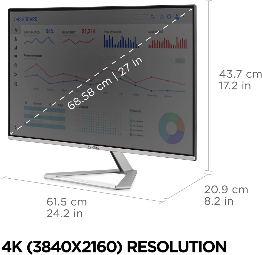 ViewSonic VX2776-4K-MHDU 27 Inch 4K Monitor, IPS with 65W USB-C and HDR10 for Ultimate Home and Office Entertainment, Ultra-Thin Bezels, DisplayPort for Daisy Chain, and HDMI Inputs