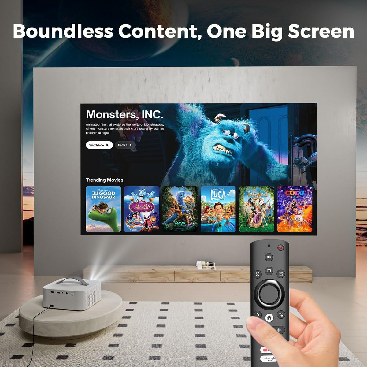 5000+ Official-Apps & AI Auto Focus & 50W Dolby Audio Outdoor-Projector-4k with WiFi and Bluetooth, AI Movin 2.0 OS Smart Projector with HDR10+, Lisowod Portable 4K Proyector 2026 Upgraded