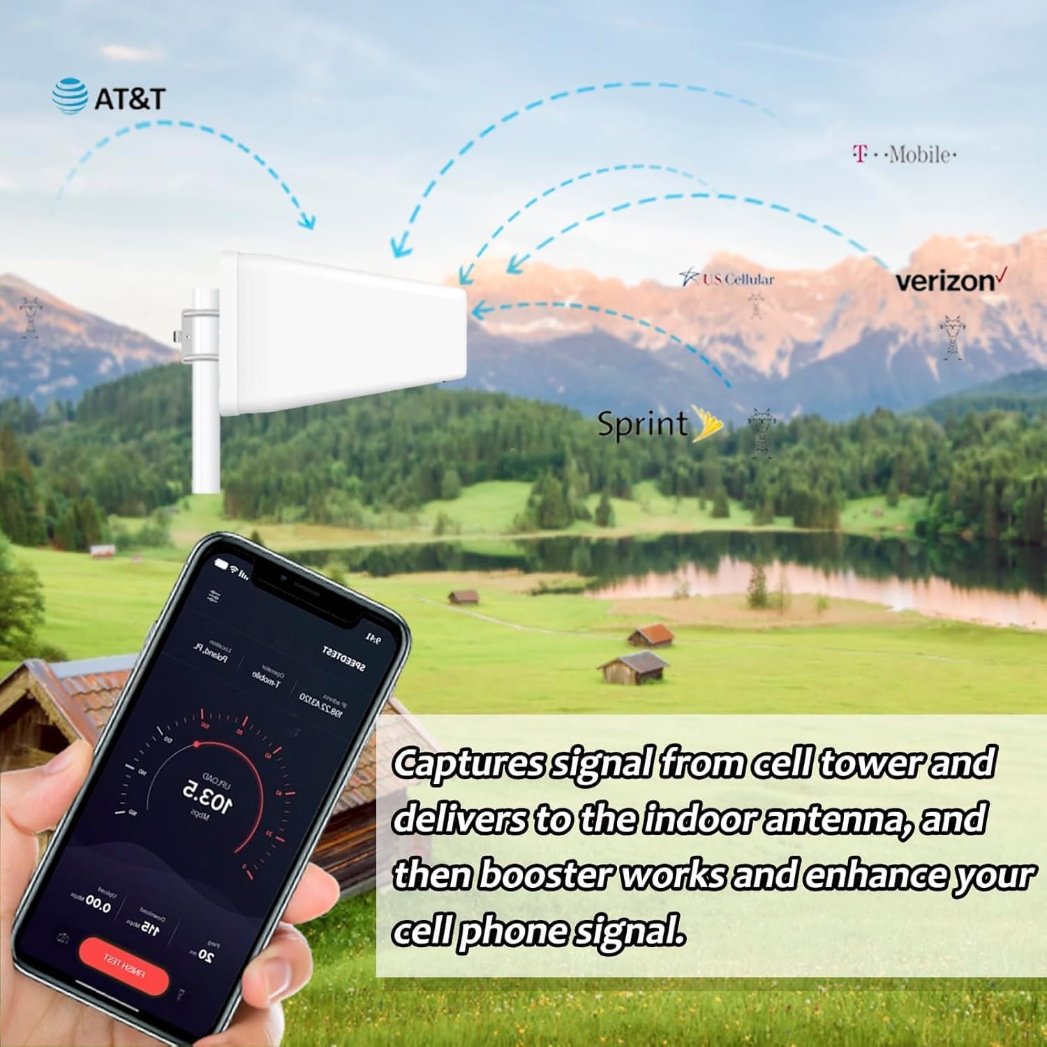 Cell Phone Booster for Home & Muti-Room, Up to 7000Sq. Ft,Cell Phone Signal Booster for Rural Area with 2 Indoor Panel Antennas,Boosts 5G 4G LTE for All U.S. Carriers (Ivory)