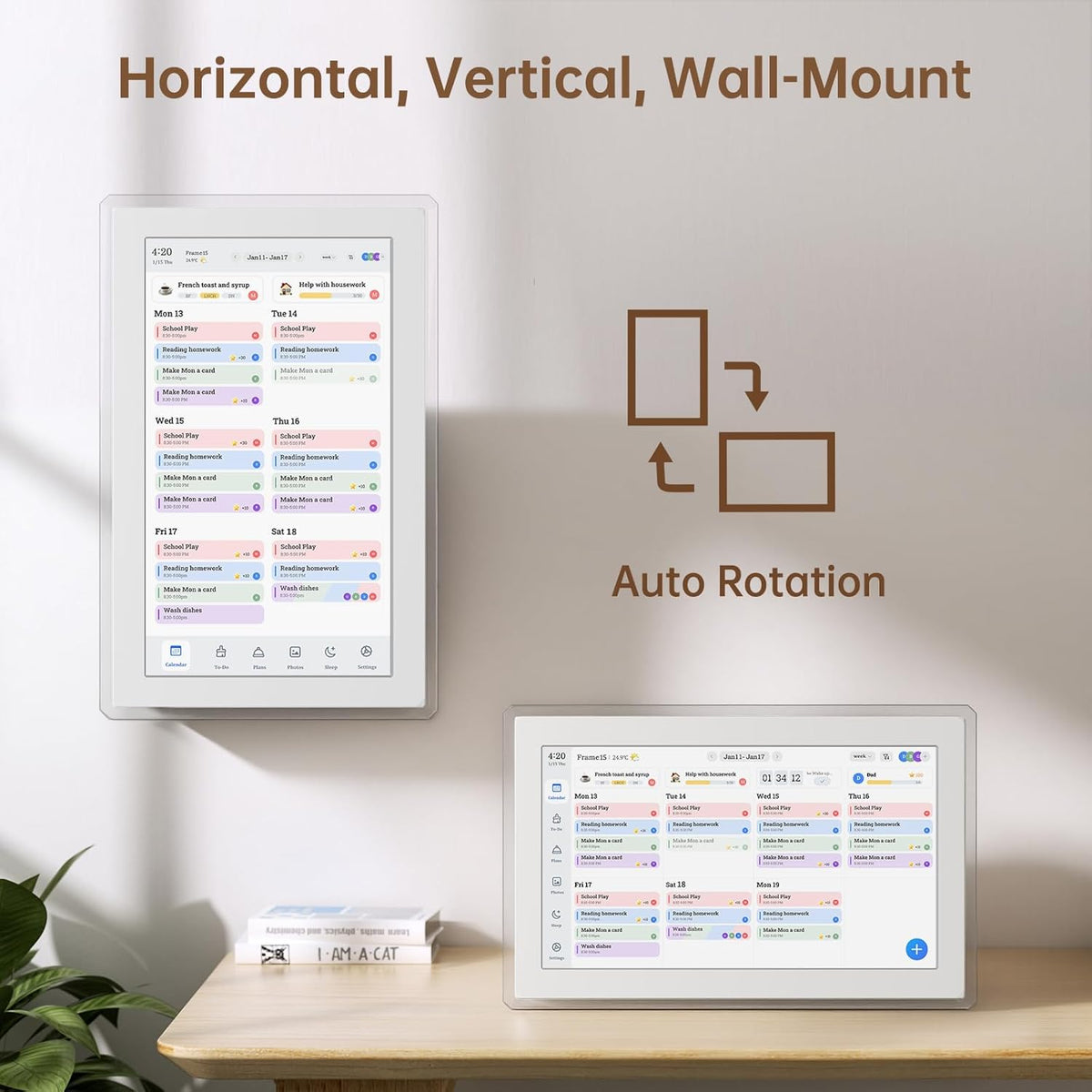 Digital Calendar Wall Touch Screen, 15.6 Inch Smart HD Electronic Calendar for Family & Chore Chart with Meal Planner, Built-in Digital Photo Frame, Gift for Parents & Kids, Desk Stand & Refills (White)