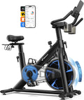Merach Magnetic Exercise Bike, Low Noise Stationary Bike for Home with Comfortable Seat Cushion, Spinning Bike with 330 lb Weight Capacity, Exclusive App, Tablet Mount and Fitness Courses