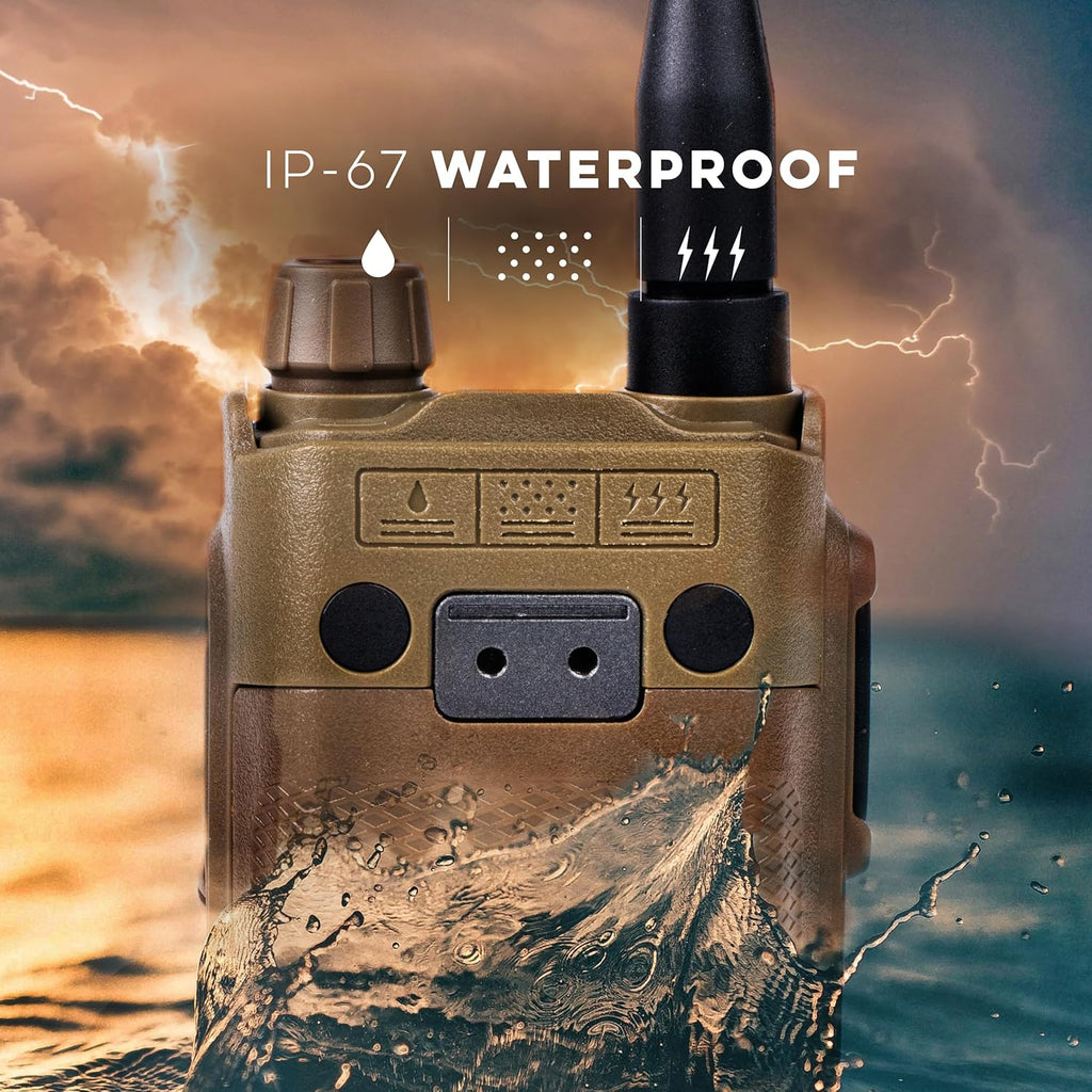 BTECH UV-PRO (TAN) IP67 Dual Band VHF/UHF Two-Way Radio - APRS, Bluetooth, GPS, Text Messaging, Aviation Band Scanner, NOAA Weather Alerts, USB-C Rechargeable Battery