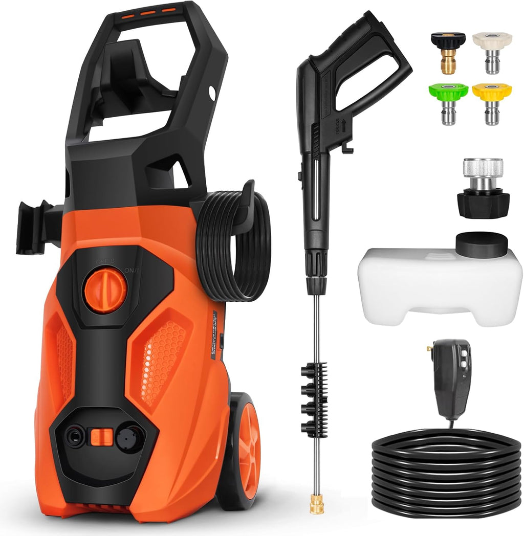BILT HARD 1.76 GPM 2300 PSI Electric Pressure Washer, Power Motor with Stainless Steel Wand, 4 Spray Nozzles, Built-in Detergent Tank, 20Ft Hose, 35Ft Power Cord for Cars/Driveway/Fences/Home/Patios