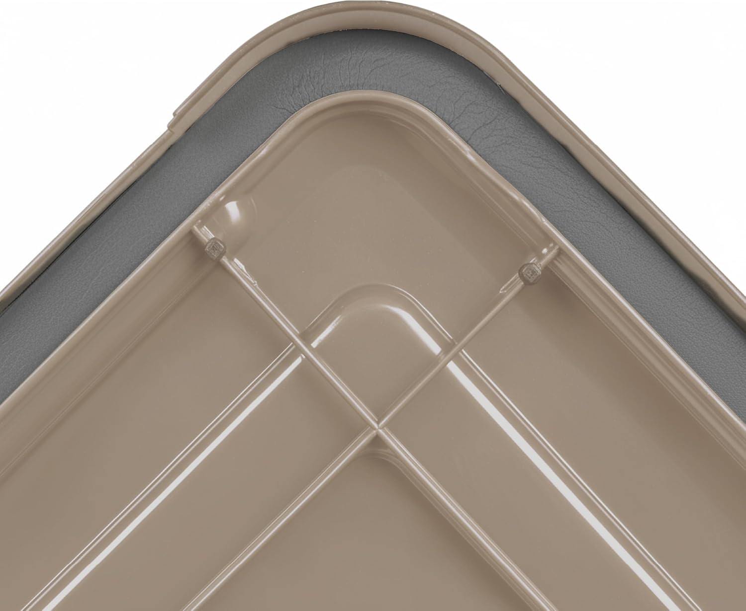IRIS USA 4-Pack WeatherPro Gasket Box, 63 Quart Weather Resistant Storage Bins with Latching Lids, Heavy Duty Organizing Containers for Closet, Bathroom, and Office - Tan