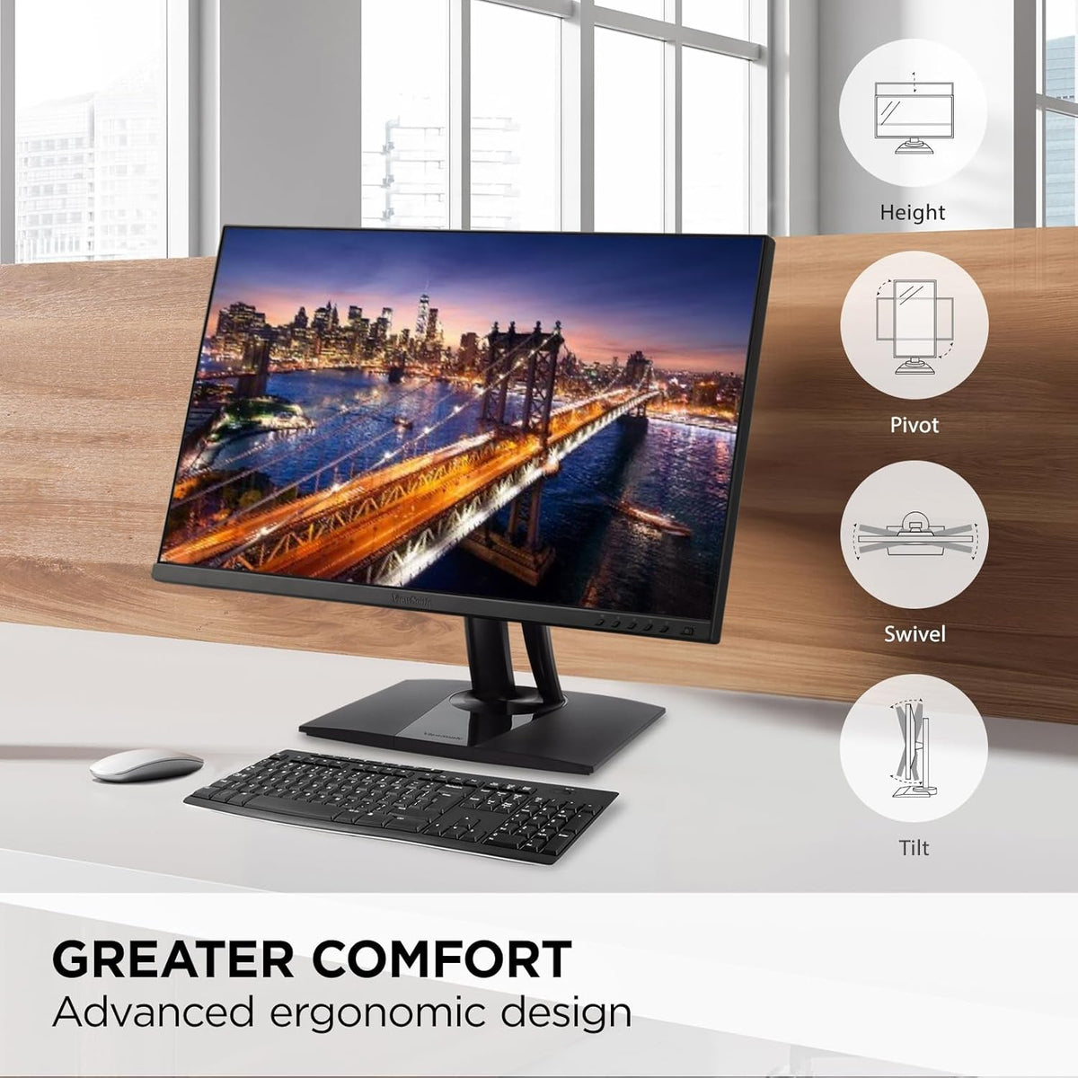 ViewSonic VP275-4K 27 Inch IPS 4K UHD Monitor Designed for Surface, 60W USB C, HDMI and DisplayPort (Renewed)