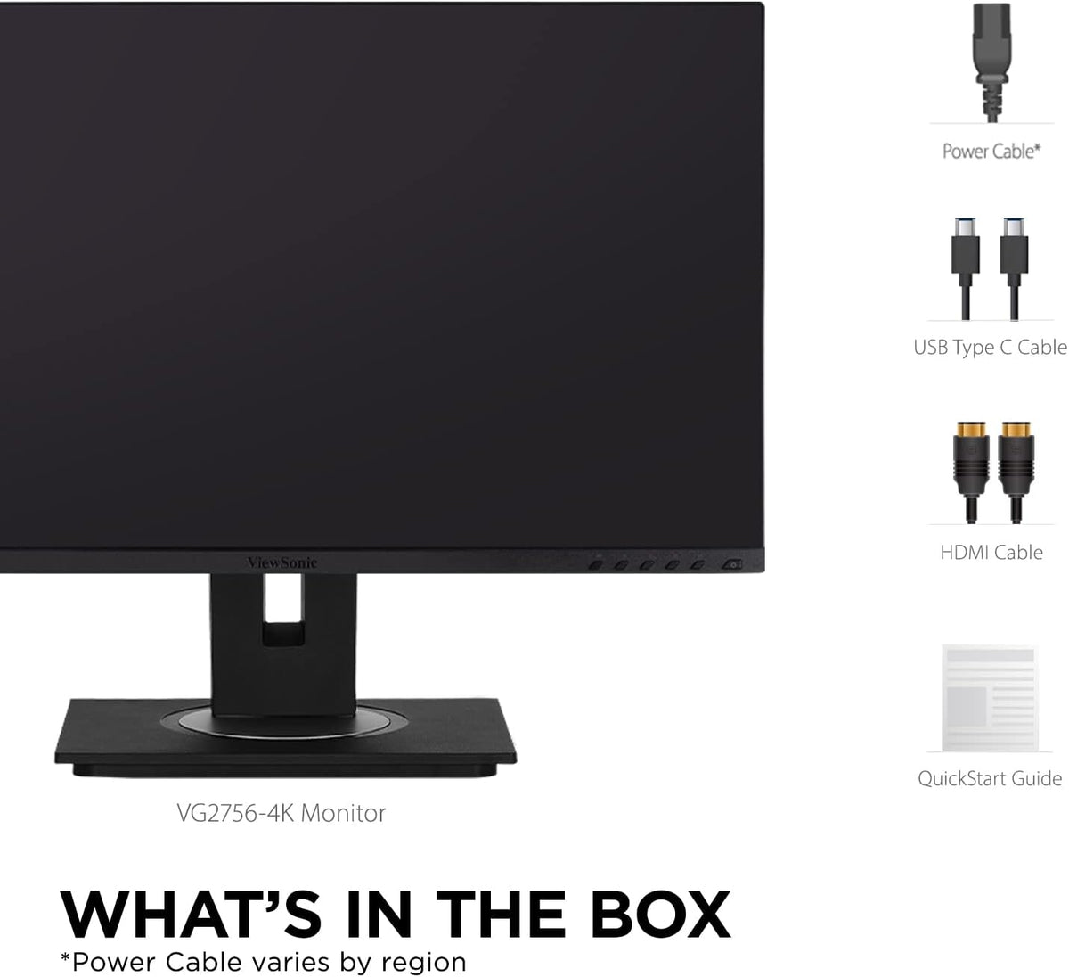 ViewSonic VG2756-4K 27 Inch IPS 4K Docking Monitor with 90W USB C, RJ45, HDMI, Display Port (Renewed)