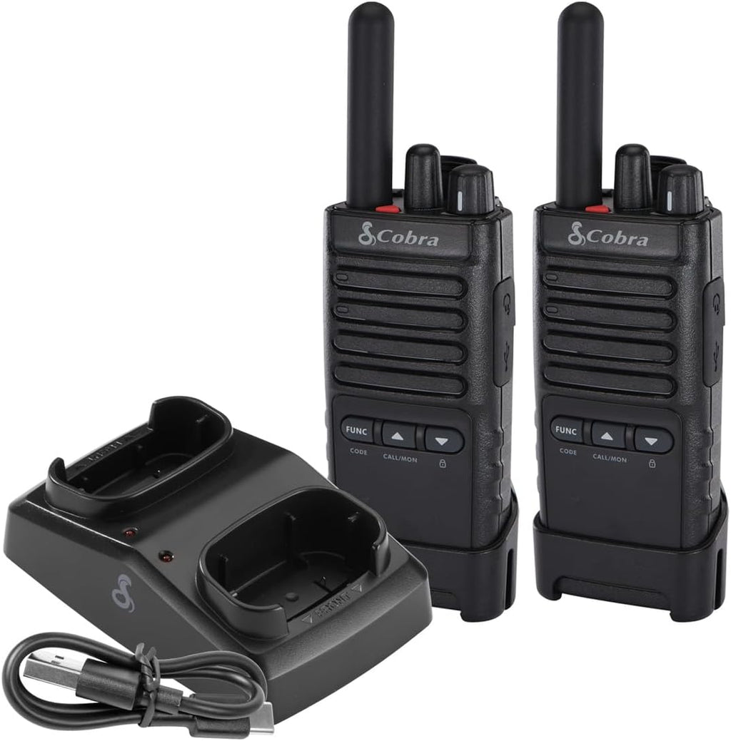 Cobra PX650 - Professional/Business Walkie Talkies - Rechargeable, 300,000 sq. ft/25 Floor Range, Dust Protected and Splashproof (IP54 rating), Two-Way Radio Set (2-Pack)