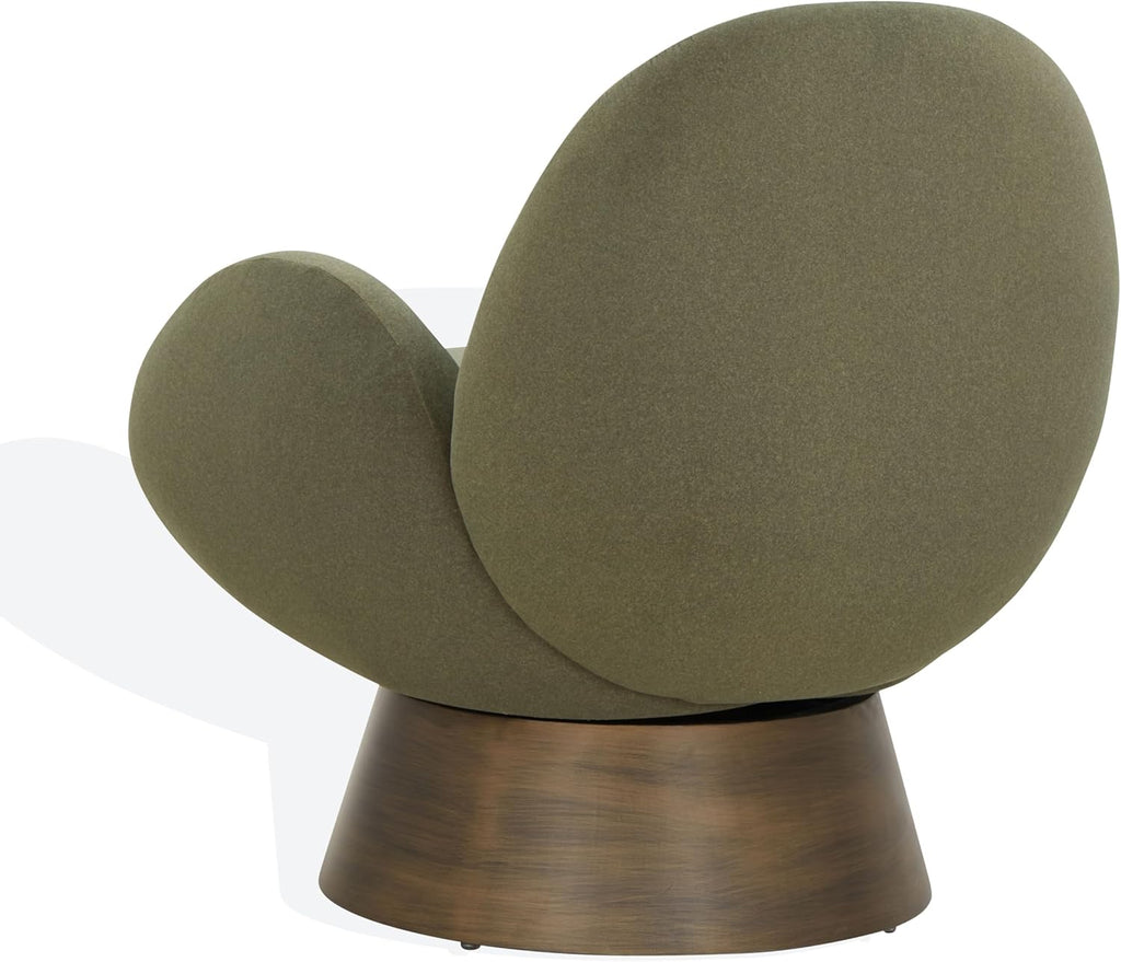 SAFAVIEH Couture Collection Paolini Olive Green & Antique Gold Metal Base Accent Chair