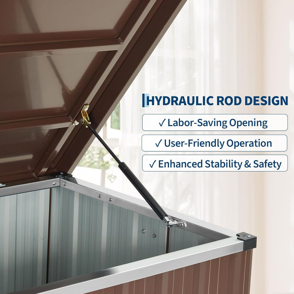 Metal Deck Box 150 Gallon Waterproof Patio Storage Container, Metal Outdoor Storage Box with 0.6 mm Galvanized Steel and 0.3 mm Coated Steel Panels, Large Bin with Wheels for Deck, Porch, Pools