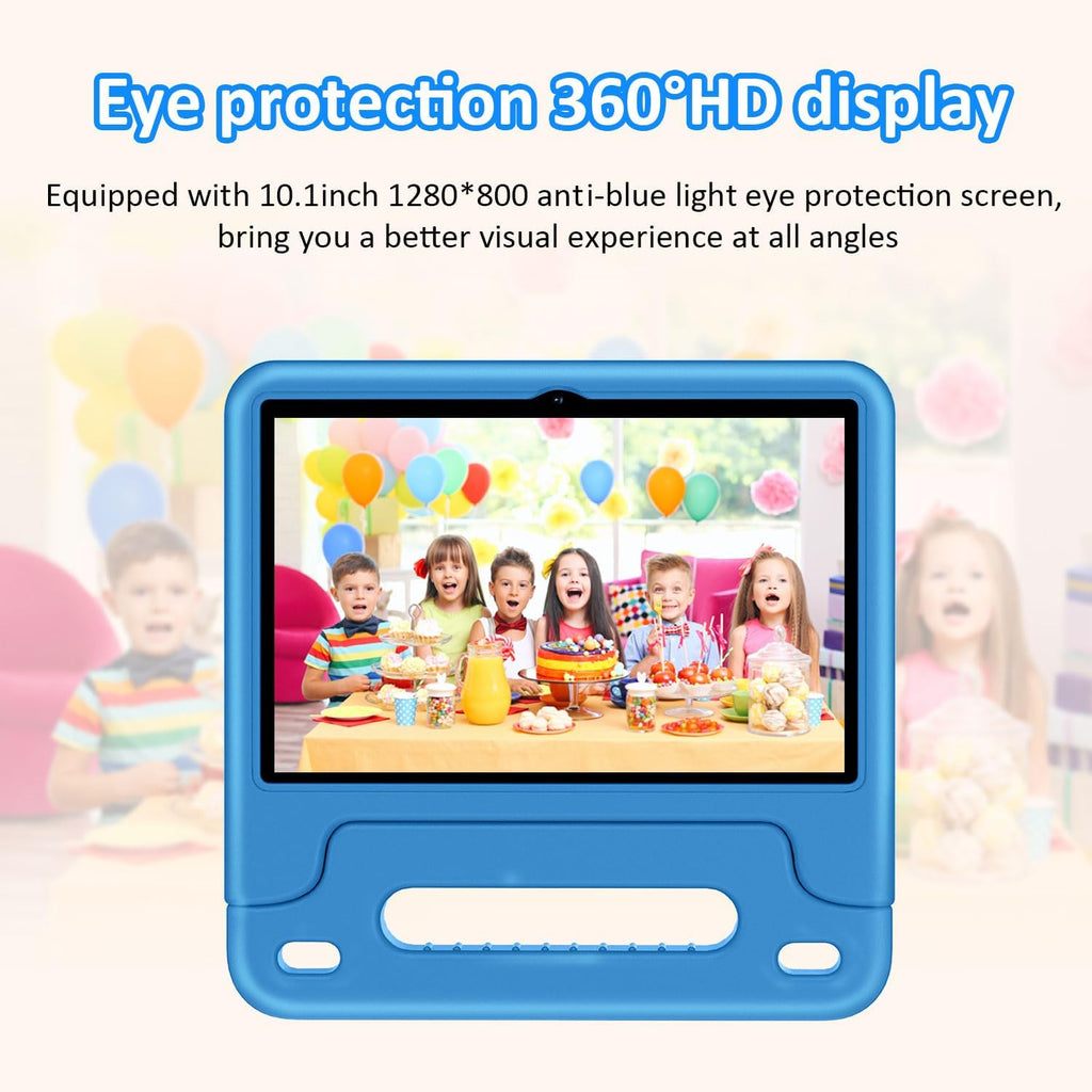 WXUNJA Android 15 Kids Tablet, 2025 Upgraded 10.1 Inch Tablets with Octa-core Processor, 6000mAh Battery, Kid Space, Parental Control,Pre-Loaded Kids Apps, 2.4/5GHZ Dual WiFi, Case Included, Blue